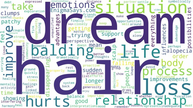 dream of balding hair and related dreams with their meanings in a word cloud