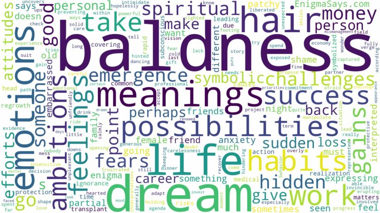 dreams about baldness and related dreams with their meanings in a word cloud