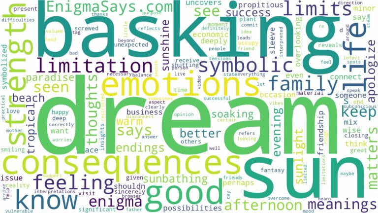 dream of basking in the sun and related dreams with their meanings in a word cloud