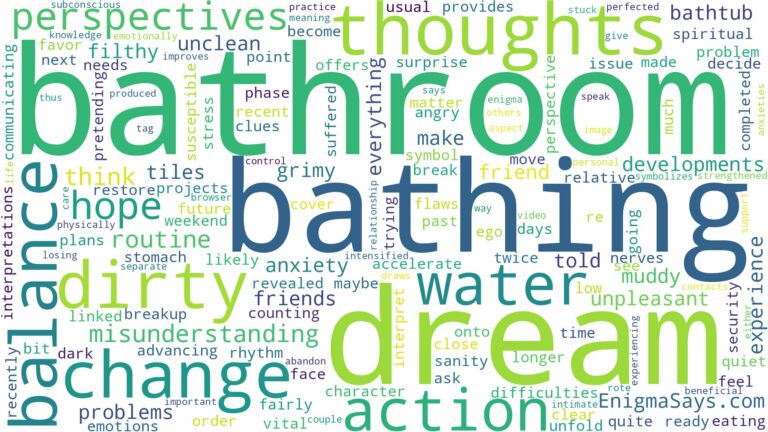 dreaming of bathing in a dirty bathroom and related dreams with their meanings in a word cloud