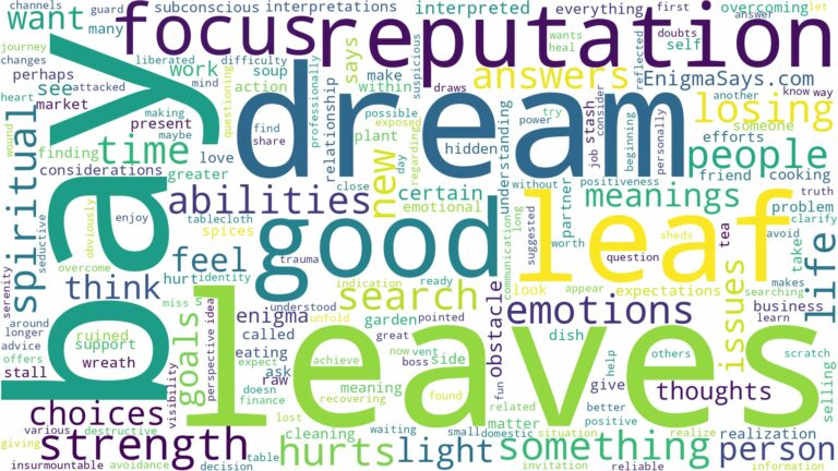 dream about bay leaves and related dreams with their meanings in a word cloud